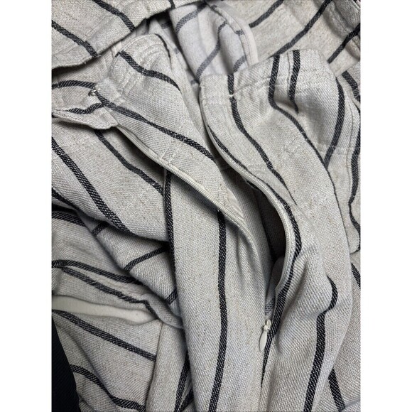 Worthington Wide Leg Linen Blend Cream & Black Stripes High Waist Size 16 - Picture 8 of 9